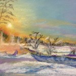 Winter's Sunset Pastel Drawing