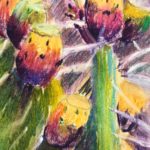 Flower pastel 5.5x6.5 inches on Canson pastel paper 19"x12" prickly pear pastel painting